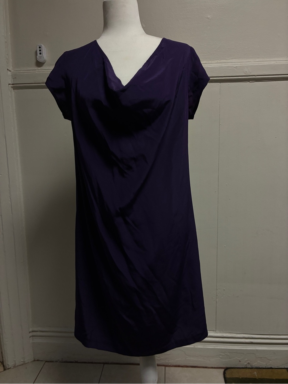Cowl-Neck Mini Dress in Purple